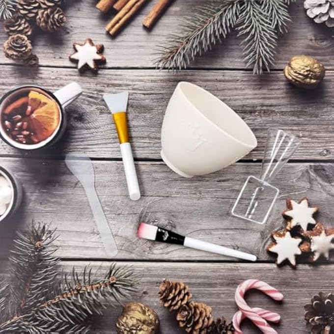 SWIUKPHE SILICONE FACE MASK MIXING BOWL SET, DIY FACEMASK MIXING TOOL KIT WITH SILICONE MASK BOWL, FACIAL MASK BRUSH, BOWL STICK SPATULA, FACE MASK APPLICATOR, MEASURING CUP (5 PCS) - Image 4